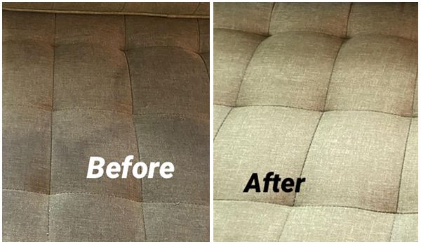 professional carpet cleaner in irmo picture of two couch seats one dirty one clean
